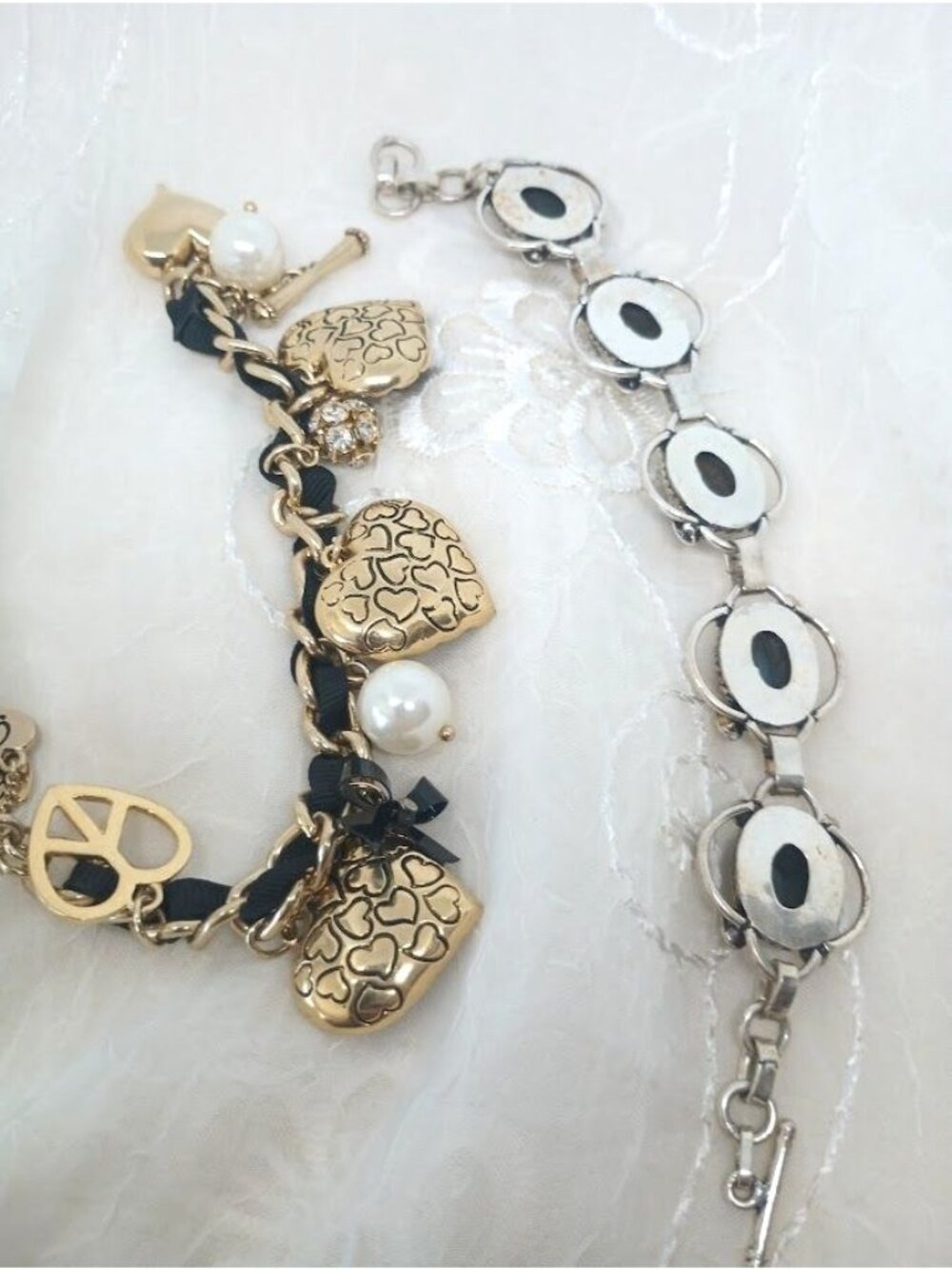 Betsey Johnson Leopard Print Heart Charm Bracelet & Labradorite Bracelets - Picture 9 of 10